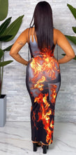 Load image into Gallery viewer, Body print flame slit dress
