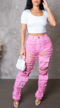 Load image into Gallery viewer, Pink ripped up jeans
