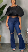 Load image into Gallery viewer, Pleated sheer top w/ Bandeau (only in black)
