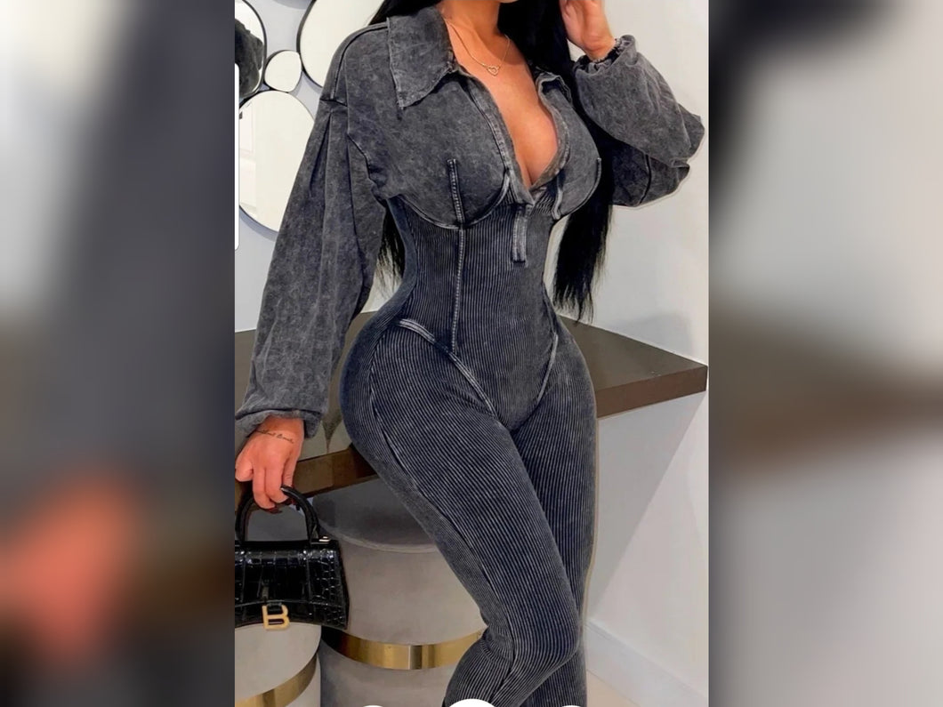 Long sleeve black jumpsuit