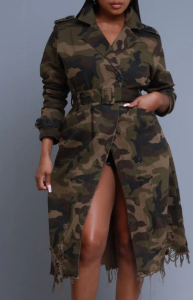 Camouflage coat w/belt