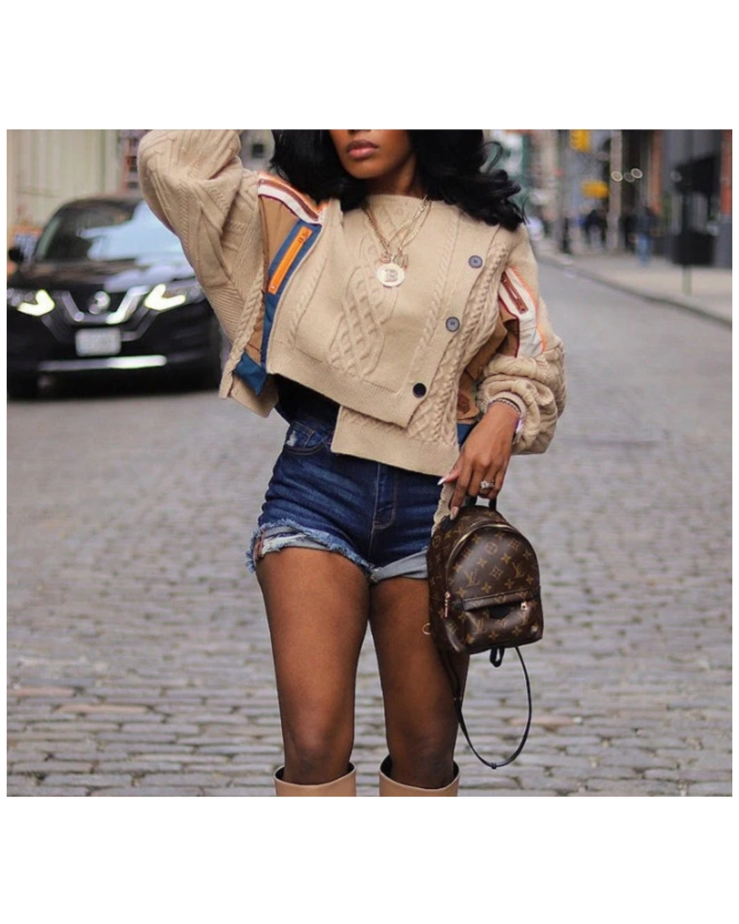 Zipper patch knit sweater (ONE SIZE ONLY)