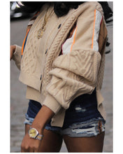 Load image into Gallery viewer, Zipper patch knit sweater (ONE SIZE ONLY)
