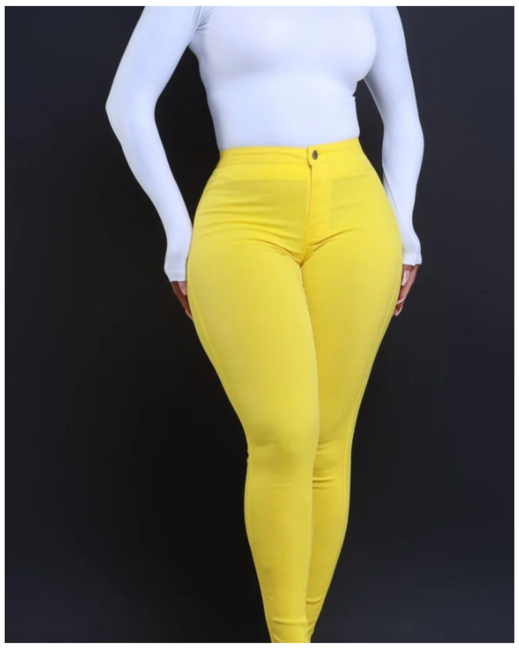 High waisted stretch pants (yellow)