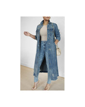 Load image into Gallery viewer, Denim Distressed Long Jacket
