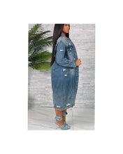 Load image into Gallery viewer, Denim Distressed Long Jacket
