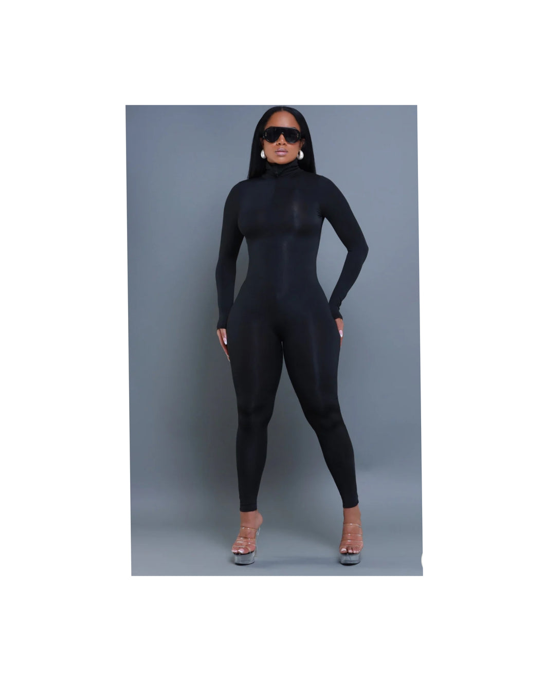 Solid Mockneck Jumpsuit