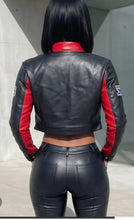 Load image into Gallery viewer, Racing Theme Patch Work Faux Leather Jacket
