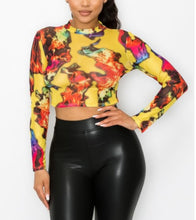 Load image into Gallery viewer, Yellow flame crop top
