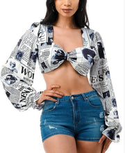 Load image into Gallery viewer, Long balloon sleeve crop blouse
