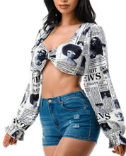 Load image into Gallery viewer, Long balloon sleeve crop blouse
