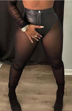 Load image into Gallery viewer, Faux leather mesh leggings
