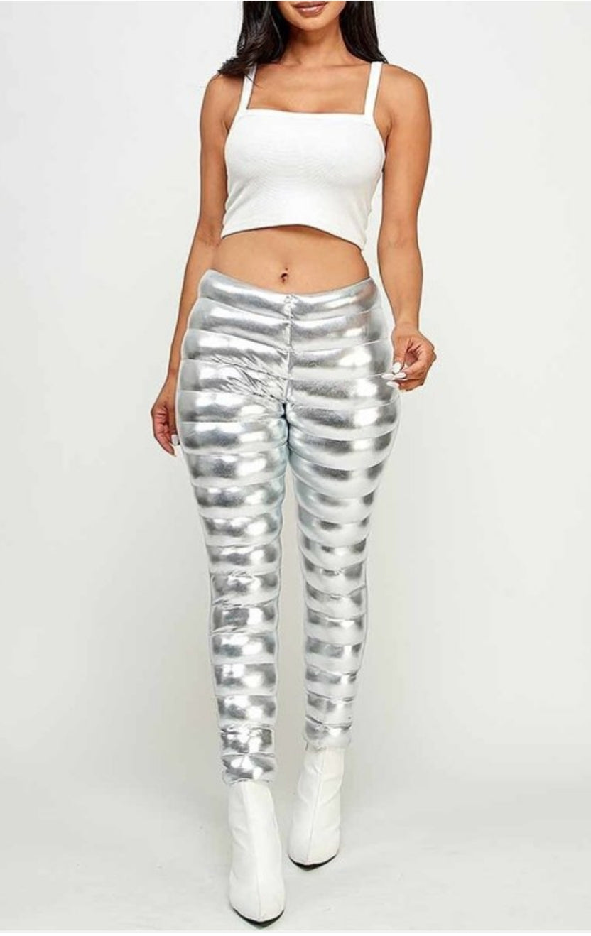 Sliver bubble ankle pants