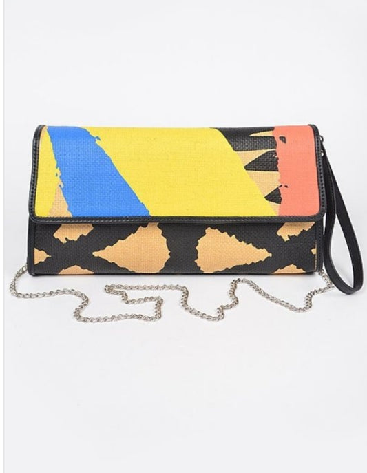 Animal print clutch with color palette