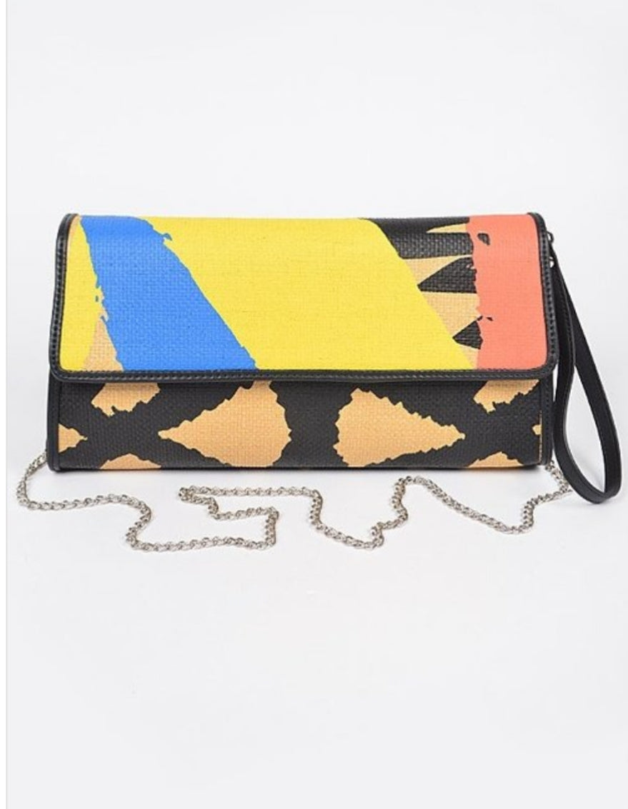 Animal print clutch with color palette