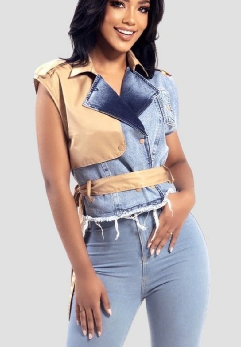 Blue denim vest