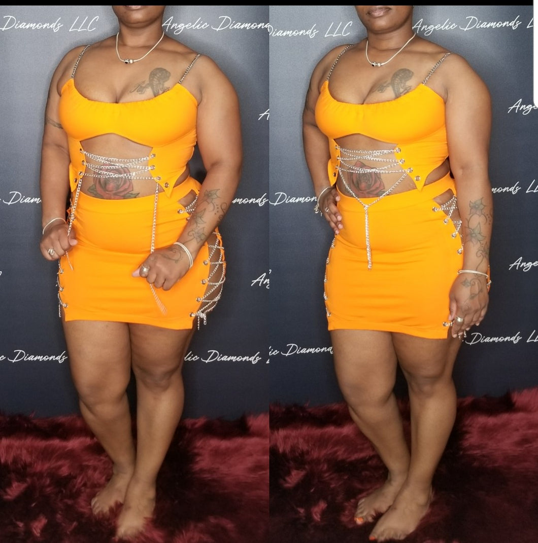 orange 2 piece chain set