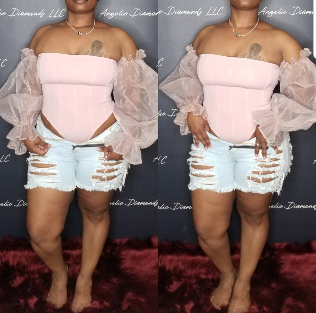 sheer puff sleeve bodysuit