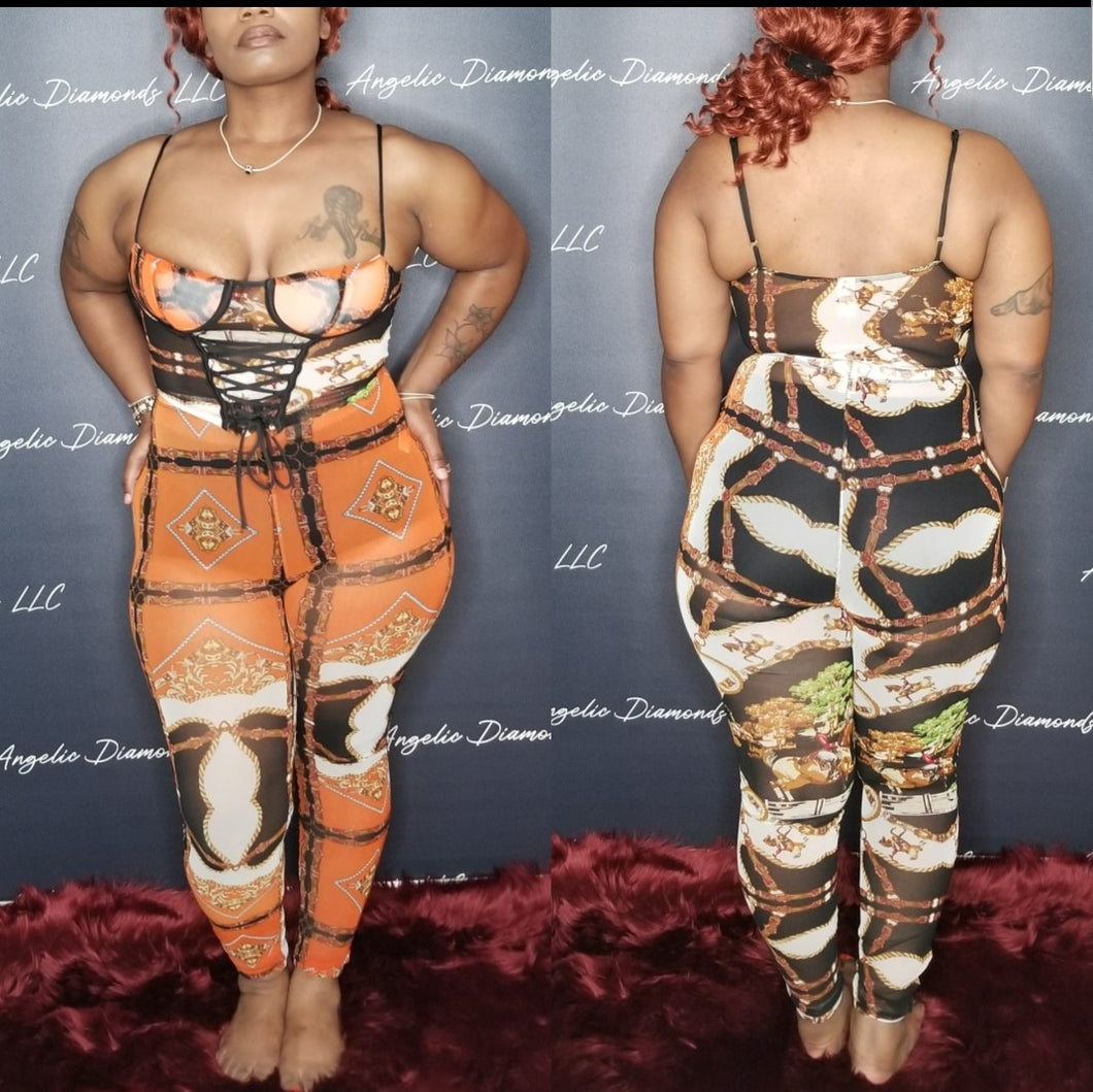 2 piece orange jumpsuit