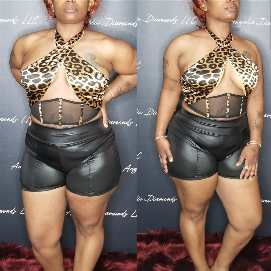 halter neck leopard print top
