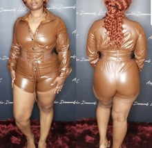 Load image into Gallery viewer, brown leather jumsuit
