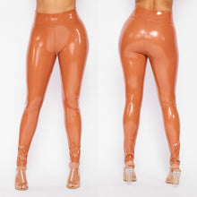 Load image into Gallery viewer, Camel glossy high waist leggings
