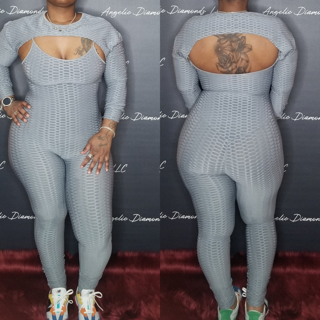 Gray 2 piece bodysuit