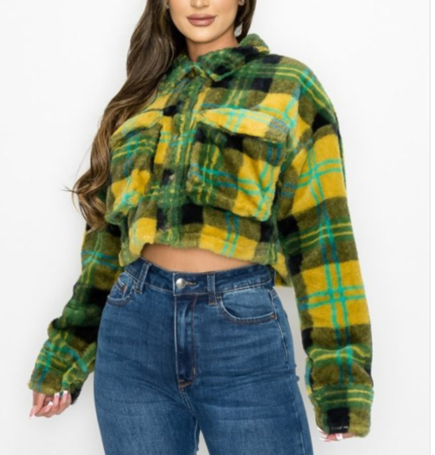 Green plaid jacket